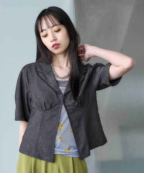 HARE(ハレ)の「コンパクトVネックブラウス(HARE)(シャツ/ブラウス・レディース・ネイビー/ブラック・FREE)」の11枚目の写真