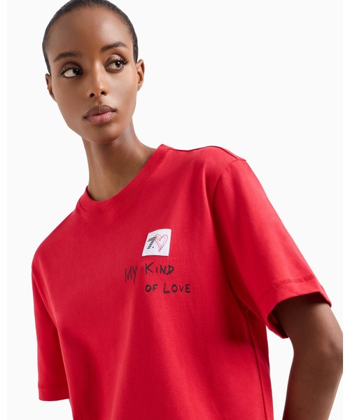 EMPORIO ARMANI EA7（エンポリオアルマーニイーエーセブン）の「【エンポリオ アルマーニ EA7】7.CUORE フード付きスウェットシャツ ストレッチコットン混紡（Tシャツ/カットソー・メンズ・ホワイト/レッド・X-SMALL/XX-LARGE/SMALL）」の2枚目の写真