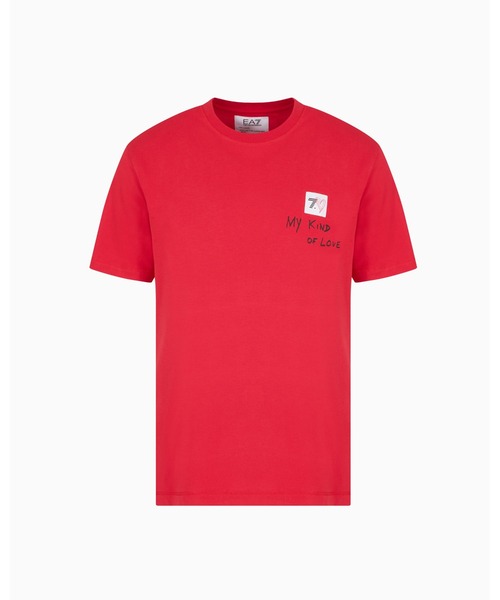 EMPORIO ARMANI EA7（エンポリオアルマーニイーエーセブン）の「【エンポリオ アルマーニ EA7】7.CUORE フード付きスウェットシャツ ストレッチコットン混紡（Tシャツ/カットソー・メンズ・ホワイト/レッド・X-SMALL/XX-LARGE/SMALL）」の7枚目の写真