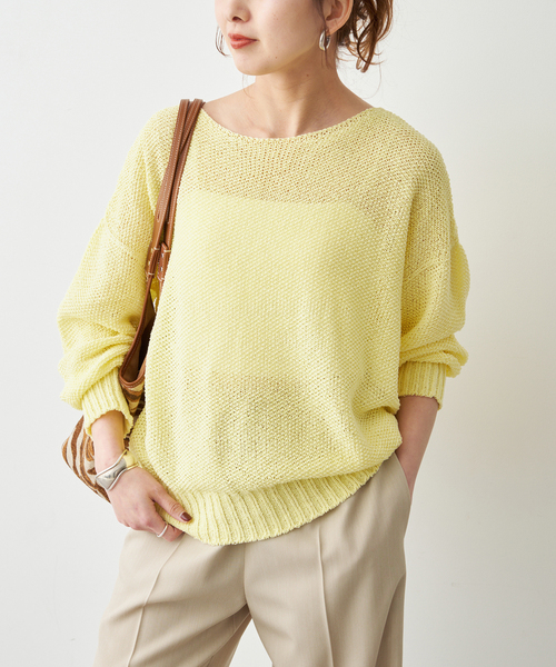 Spick & Span（スピックアンドスパン）の「《新色有り / 追加》ペーパーヤーン2WAYルーズプルオーバー（ニット/セーター・レディース・イエロー・FREE）」の20枚目の写真