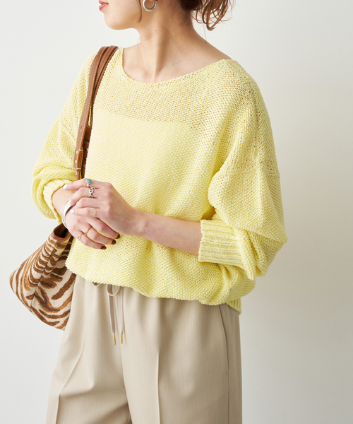Spick & Span（スピックアンドスパン）の「《新色有り / 追加》ペーパーヤーン2WAYルーズプルオーバー（ニット/セーター・レディース・イエロー・FREE）」の17枚目の写真