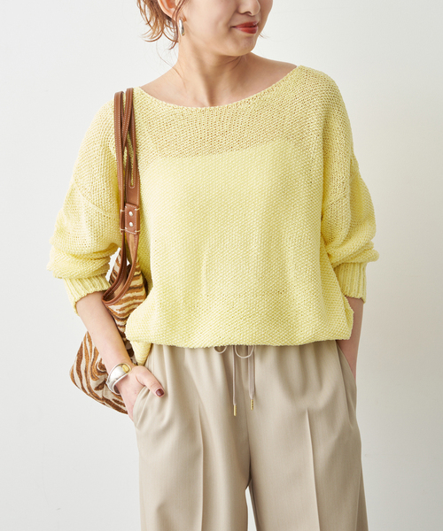 Spick & Span（スピックアンドスパン）の「《新色有り / 追加》ペーパーヤーン2WAYルーズプルオーバー（ニット/セーター・レディース・イエロー・FREE）」の18枚目の写真