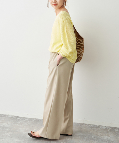 Spick & Span（スピックアンドスパン）の「《新色有り / 追加》ペーパーヤーン2WAYルーズプルオーバー（ニット/セーター・レディース・イエロー・FREE）」の4枚目の写真