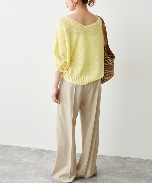 Spick & Span（スピックアンドスパン）の「《新色有り / 追加》ペーパーヤーン2WAYルーズプルオーバー（ニット/セーター・レディース・イエロー・FREE）」の5枚目の写真