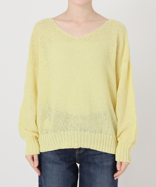 Spick & Span（スピックアンドスパン）の「《新色有り / 追加》ペーパーヤーン2WAYルーズプルオーバー（ニット/セーター・レディース・イエロー・FREE）」の12枚目の写真