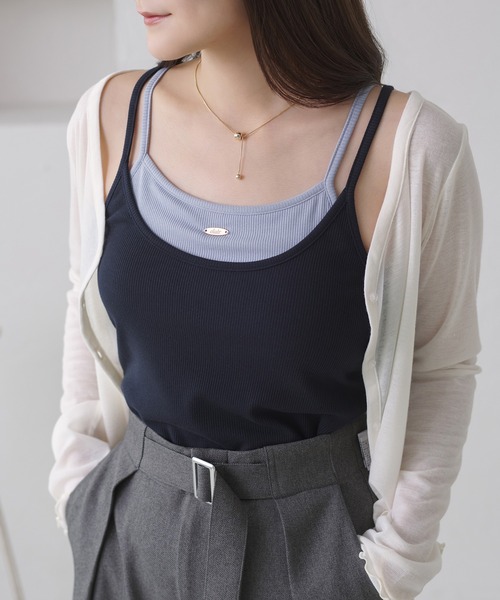 apres jour clair(アプレジュールクレア)の「【3サイズ展開】【apres jour clair】プレート付きレイヤードキャミ/ブラトップ(キャミソール・レディース・アイボリー/ブラウン系その他/ブラック/杢グレー/ネイビー/ブラウン/ボルドー/ホワイト系その他・SMALL/LARGE/MEDIUM)」の7枚目の写真
