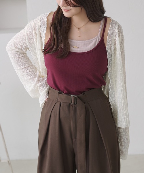 apres jour clair(アプレジュールクレア)の「【3サイズ展開】【apres jour clair】プレート付きレイヤードキャミ/ブラトップ(キャミソール・レディース・アイボリー/ブラウン系その他/ブラック/杢グレー/ネイビー/ブラウン/ボルドー/ホワイト系その他・SMALL/LARGE/MEDIUM)」の8枚目の写真