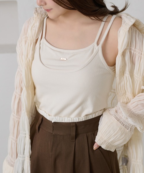 apres jour clair(アプレジュールクレア)の「【3サイズ展開】【apres jour clair】プレート付きレイヤードキャミ/ブラトップ(キャミソール・レディース・アイボリー/ブラウン系その他/ブラック/杢グレー/ネイビー/ブラウン/ボルドー/ホワイト系その他・SMALL/LARGE/MEDIUM)」の9枚目の写真