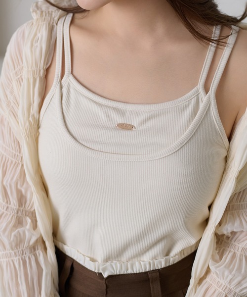 apres jour clair(アプレジュールクレア)の「【3サイズ展開】【apres jour clair】プレート付きレイヤードキャミ/ブラトップ(キャミソール・レディース・アイボリー/ブラウン系その他/ブラック/杢グレー/ネイビー/ブラウン/ボルドー/ホワイト系その他・SMALL/LARGE/MEDIUM)」の11枚目の写真