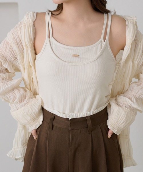 apres jour clair(アプレジュールクレア)の「【3サイズ展開】【apres jour clair】プレート付きレイヤードキャミ/ブラトップ(キャミソール・レディース・アイボリー/ブラウン系その他/ブラック/杢グレー/ネイビー/ブラウン/ボルドー/ホワイト系その他・SMALL/LARGE/MEDIUM)」の10枚目の写真