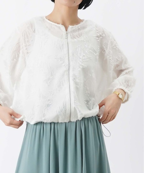 LUCA/LADY LUCK LUCA（ルカ/レディラックルカ）の「LC/LLL カットジャガード7分袖ブルゾン（ブルゾン・レディース・オフホワイト/ブラック・FREE）」の7枚目の写真