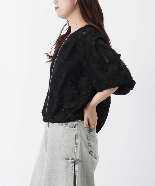 LUCA/LADY LUCK LUCA（ルカ/レディラックルカ）の「LC/LLL カットジャガード7分袖ブルゾン（ブルゾン・レディース・オフホワイト/ブラック・FREE）」の12枚目の写真