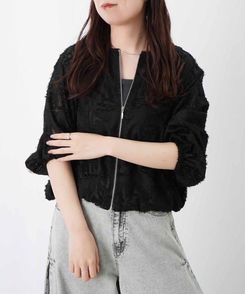 LUCA/LADY LUCK LUCA（ルカ/レディラックルカ）の「LC/LLL カットジャガード7分袖ブルゾン（ブルゾン・レディース・オフホワイト/ブラック・FREE）」の16枚目の写真