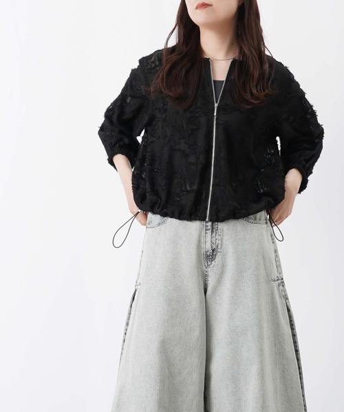 LUCA/LADY LUCK LUCA（ルカ/レディラックルカ）の「LC/LLL カットジャガード7分袖ブルゾン（ブルゾン・レディース・オフホワイト/ブラック・FREE）」の18枚目の写真