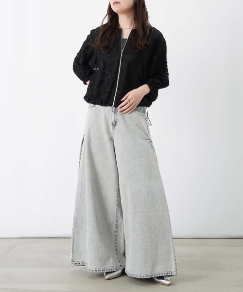 LUCA/LADY LUCK LUCA（ルカ/レディラックルカ）の「LC/LLL カットジャガード7分袖ブルゾン（ブルゾン・レディース・オフホワイト/ブラック・FREE）」の11枚目の写真