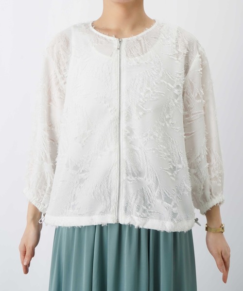 LUCA/LADY LUCK LUCA（ルカ/レディラックルカ）の「LC/LLL カットジャガード7分袖ブルゾン（ブルゾン・レディース・オフホワイト/ブラック・FREE）」の19枚目の写真