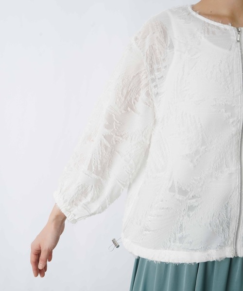 LUCA/LADY LUCK LUCA（ルカ/レディラックルカ）の「LC/LLL カットジャガード7分袖ブルゾン（ブルゾン・レディース・オフホワイト/ブラック・FREE）」の21枚目の写真