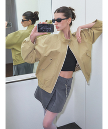 Pocket Cotton Blouson Jacket, Beige