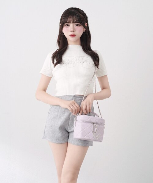 OLIVE des OLIVE（オリーブデオリーブ）の「【Belle Charme】BC Logo Rib Knit（ニット/セーター・レディース・ピンクベージュ/ベージュ/トップグレー/オフホワイト・FREE）」の2枚目の写真