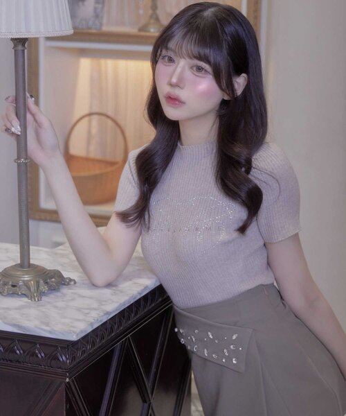 OLIVE des OLIVE（オリーブデオリーブ）の「【Belle Charme】BC Logo Rib Knit（ニット/セーター・レディース・ピンクベージュ/ベージュ/トップグレー/オフホワイト・FREE）」の18枚目の写真