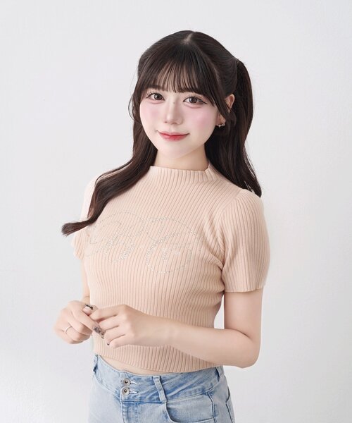 OLIVE des OLIVE（オリーブデオリーブ）の「【Belle Charme】BC Logo Rib Knit（ニット/セーター・レディース・ピンクベージュ/ベージュ/トップグレー/オフホワイト・FREE）」の6枚目の写真