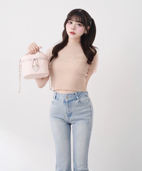 OLIVE des OLIVE（オリーブデオリーブ）の「【Belle Charme】BC Logo Rib Knit（ニット/セーター・レディース・ピンクベージュ/ベージュ/トップグレー/オフホワイト・FREE）」の7枚目の写真