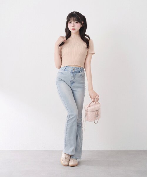 OLIVE des OLIVE（オリーブデオリーブ）の「【Belle Charme】BC Logo Rib Knit（ニット/セーター・レディース・ピンクベージュ/ベージュ/トップグレー/オフホワイト・FREE）」の8枚目の写真