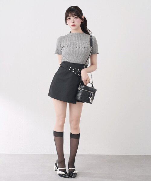 OLIVE des OLIVE（オリーブデオリーブ）の「【Belle Charme】BC Logo Rib Knit（ニット/セーター・レディース・ピンクベージュ/ベージュ/トップグレー/オフホワイト・FREE）」の11枚目の写真
