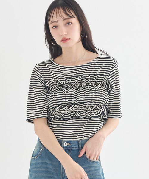 earth music&ecology(アースミュージックアンドエコロジー)の「SET2点マルチウェイバンドゥ+プルオーバー(Tシャツ/カットソー・レディース・ブラック/ベージュ/サックスブルー・FREE)」の5枚目の写真
