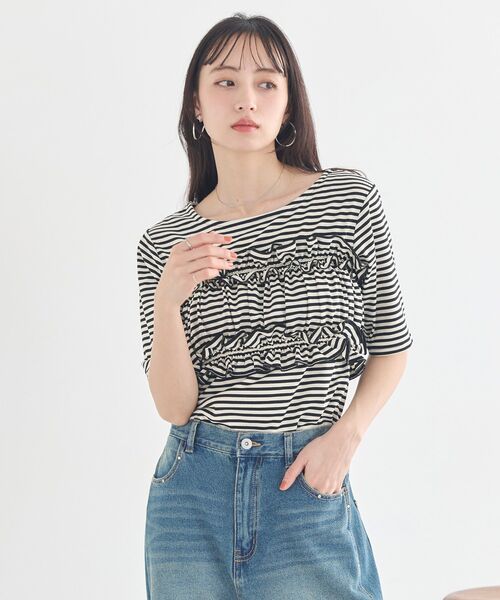 earth music&ecology(アースミュージックアンドエコロジー)の「SET2点マルチウェイバンドゥ+プルオーバー(Tシャツ/カットソー・レディース・ブラック/ベージュ/サックスブルー・FREE)」の6枚目の写真