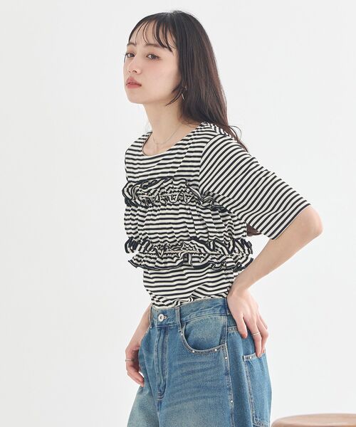 earth music&ecology(アースミュージックアンドエコロジー)の「SET2点マルチウェイバンドゥ+プルオーバー(Tシャツ/カットソー・レディース・ブラック/ベージュ/サックスブルー・FREE)」の7枚目の写真
