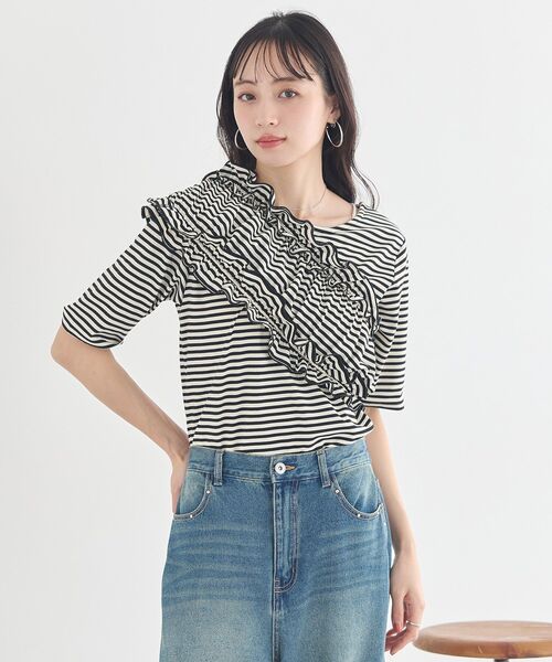 earth music&ecology(アースミュージックアンドエコロジー)の「SET2点マルチウェイバンドゥ+プルオーバー(Tシャツ/カットソー・レディース・ブラック/ベージュ/サックスブルー・FREE)」の12枚目の写真