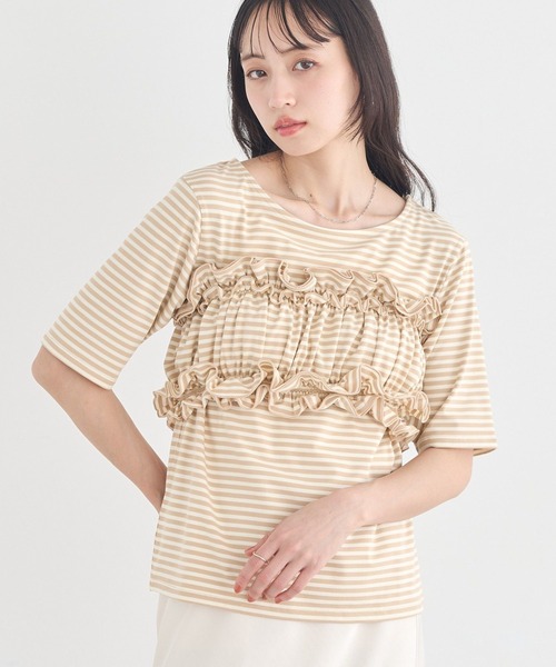 earth music&ecology(アースミュージックアンドエコロジー)の「SET2点マルチウェイバンドゥ+プルオーバー(Tシャツ/カットソー・レディース・ブラック/ベージュ/サックスブルー・FREE)」の2枚目の写真