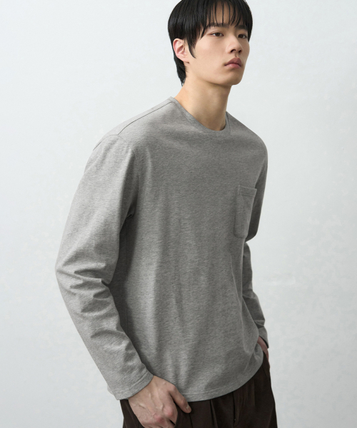 DRAW FIT（ドローフィット）の「ヘイルコットンポケットロングスリーブTシャツ[M.GREY]（Tシャツ/カットソー・メンズ・その他・M/L/XL）」の2枚目の写真