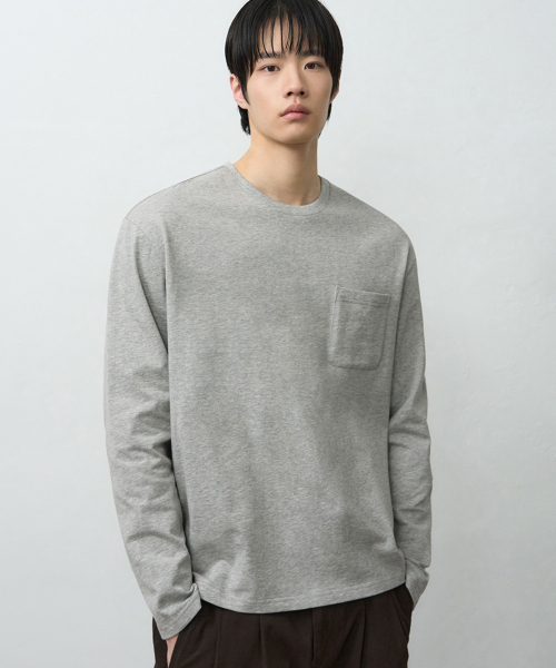 DRAW FIT（ドローフィット）の「ヘイルコットンポケットロングスリーブTシャツ[M.GREY]（Tシャツ/カットソー・メンズ・その他・M/L/XL）」の3枚目の写真