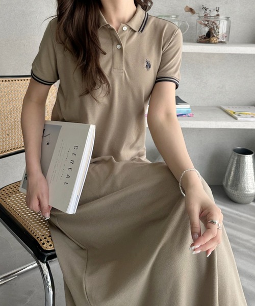 セール】【Ada.別注 U.S. POLO ASSN.】 鹿子 半袖 フレアワンピース