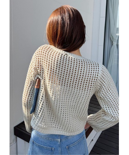 LUDICRUM(ルーディクルム)の「Crochet Knit top(ニット/セーター・レディース・アイボリー/ホワイト×ブラック・FREE)」の2枚目の写真