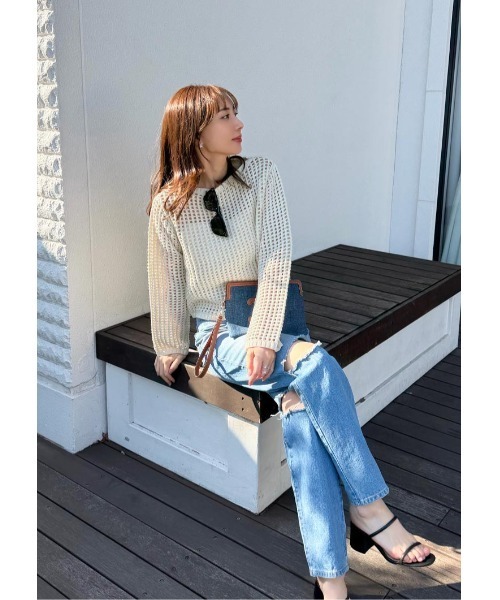 LUDICRUM(ルーディクルム)の「Crochet Knit top(ニット/セーター・レディース・アイボリー/ホワイト×ブラック・FREE)」の10枚目の写真