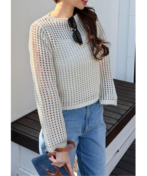 LUDICRUM(ルーディクルム)の「Crochet Knit top(ニット/セーター・レディース・アイボリー/ホワイト×ブラック・FREE)」の9枚目の写真