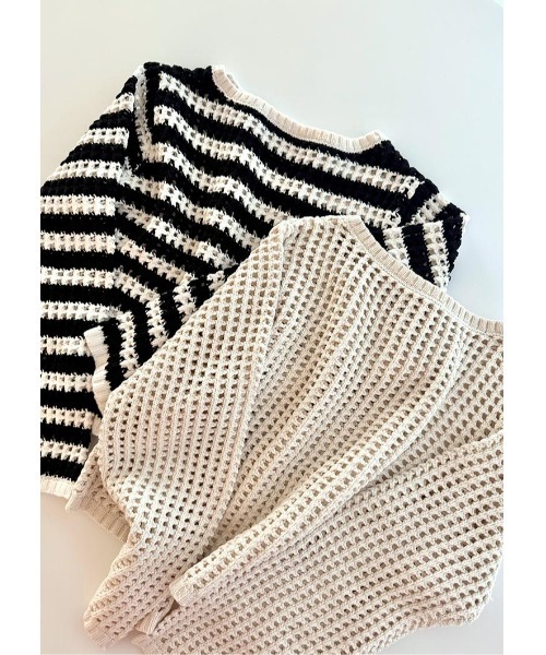 LUDICRUM(ルーディクルム)の「Crochet Knit top(ニット/セーター・レディース・アイボリー/ホワイト×ブラック・FREE)」の5枚目の写真