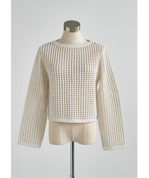LUDICRUM(ルーディクルム)の「Crochet Knit top(ニット/セーター・レディース・アイボリー/ホワイト×ブラック・FREE)」の4枚目の写真