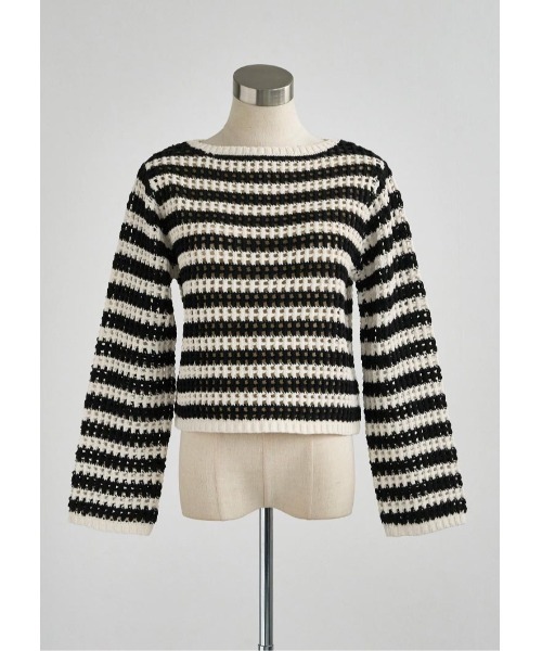 LUDICRUM(ルーディクルム)の「Crochet Knit top(ニット/セーター・レディース・アイボリー/ホワイト×ブラック・FREE)」の3枚目の写真