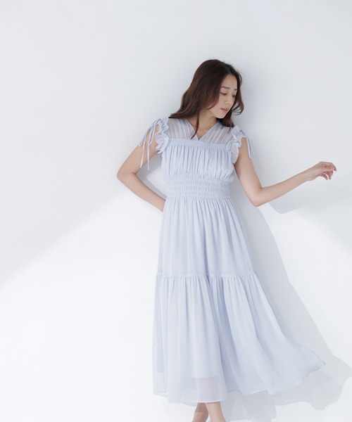 NATURAL BEAUTY BASIC（ナチュラルビューティーベーシック）の「フリルショルダー楊柳ワンピース（ワンピース・レディース・ブルー/チャコールグレー/ホワイト系その他・P/S/MEDIUM/SMALL）」の21枚目の写真