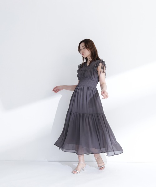 NATURAL BEAUTY BASIC（ナチュラルビューティーベーシック）の「フリルショルダー楊柳ワンピース（ワンピース・レディース・ブルー/チャコールグレー/ホワイト系その他・P/S/MEDIUM/SMALL）」の12枚目の写真