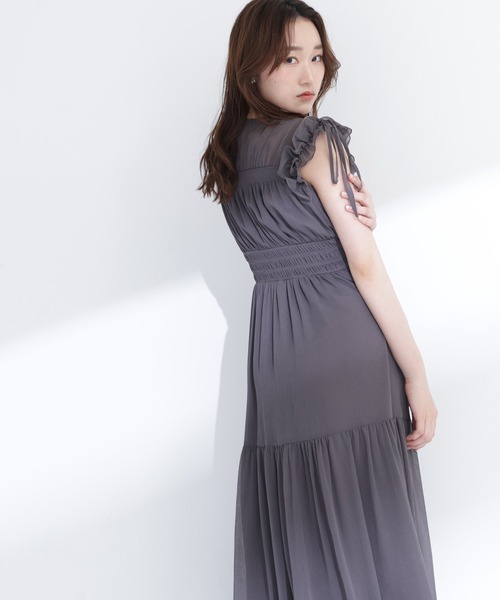 NATURAL BEAUTY BASIC（ナチュラルビューティーベーシック）の「フリルショルダー楊柳ワンピース（ワンピース・レディース・ブルー/チャコールグレー/ホワイト系その他・P/S/MEDIUM/SMALL）」の13枚目の写真