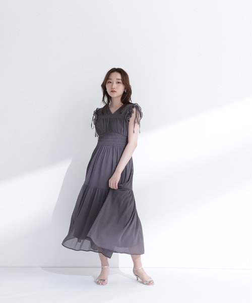 NATURAL BEAUTY BASIC（ナチュラルビューティーベーシック）の「フリルショルダー楊柳ワンピース（ワンピース・レディース・ブルー/チャコールグレー/ホワイト系その他・P/S/MEDIUM/SMALL）」の14枚目の写真