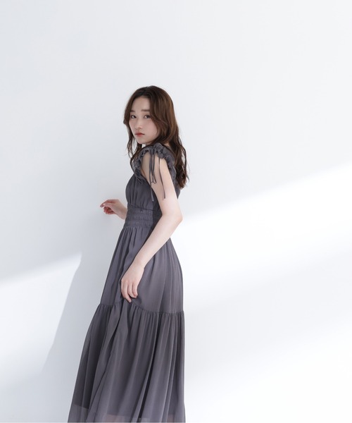 NATURAL BEAUTY BASIC（ナチュラルビューティーベーシック）の「フリルショルダー楊柳ワンピース（ワンピース・レディース・ブルー/チャコールグレー/ホワイト系その他・P/S/MEDIUM/SMALL）」の16枚目の写真