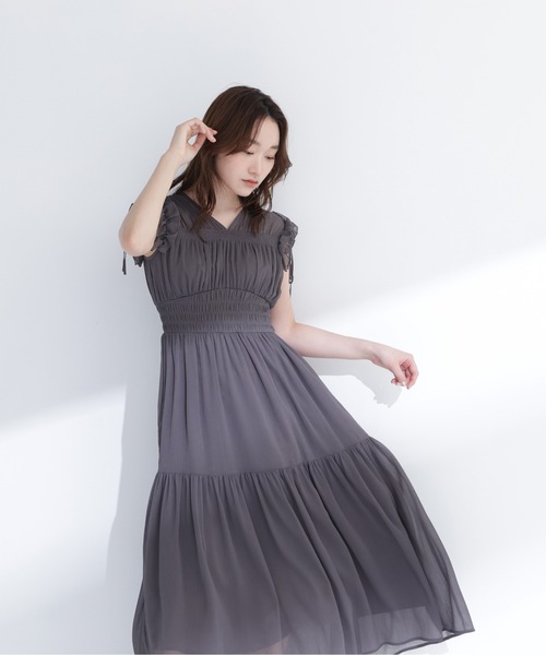 NATURAL BEAUTY BASIC（ナチュラルビューティーベーシック）の「フリルショルダー楊柳ワンピース（ワンピース・レディース・ブルー/チャコールグレー/ホワイト系その他・P/S/MEDIUM/SMALL）」の18枚目の写真