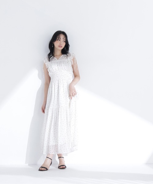 NATURAL BEAUTY BASIC（ナチュラルビューティーベーシック）の「フリルショルダー楊柳ワンピース（ワンピース・レディース・ブルー/チャコールグレー/ホワイト系その他・P/S/MEDIUM/SMALL）」の7枚目の写真