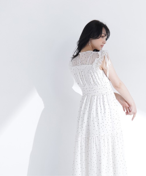 NATURAL BEAUTY BASIC（ナチュラルビューティーベーシック）の「フリルショルダー楊柳ワンピース（ワンピース・レディース・ブルー/チャコールグレー/ホワイト系その他・P/S/MEDIUM/SMALL）」の8枚目の写真